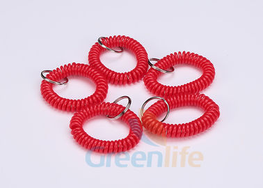 Bracelete espiral de múltiplos propósitos feito sob encomenda de Keychain, suporte plástico vermelho da chave do pulso