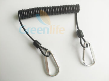 linha flexível preta de prata longa corda enrolado da segurança da correia da ferramenta da bobina de 1.5M Carabiners da correia